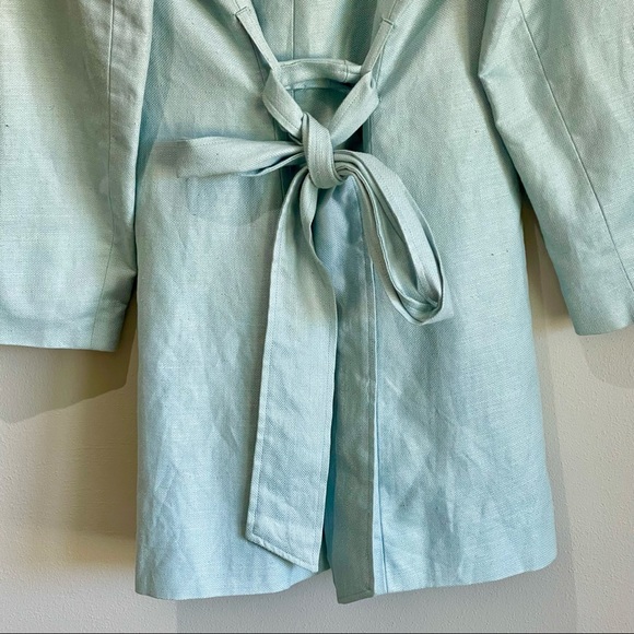 Molly B Coastal Blue Preppy Belted Trench Coat Jacket - Size 8 - Picture 5 of 10